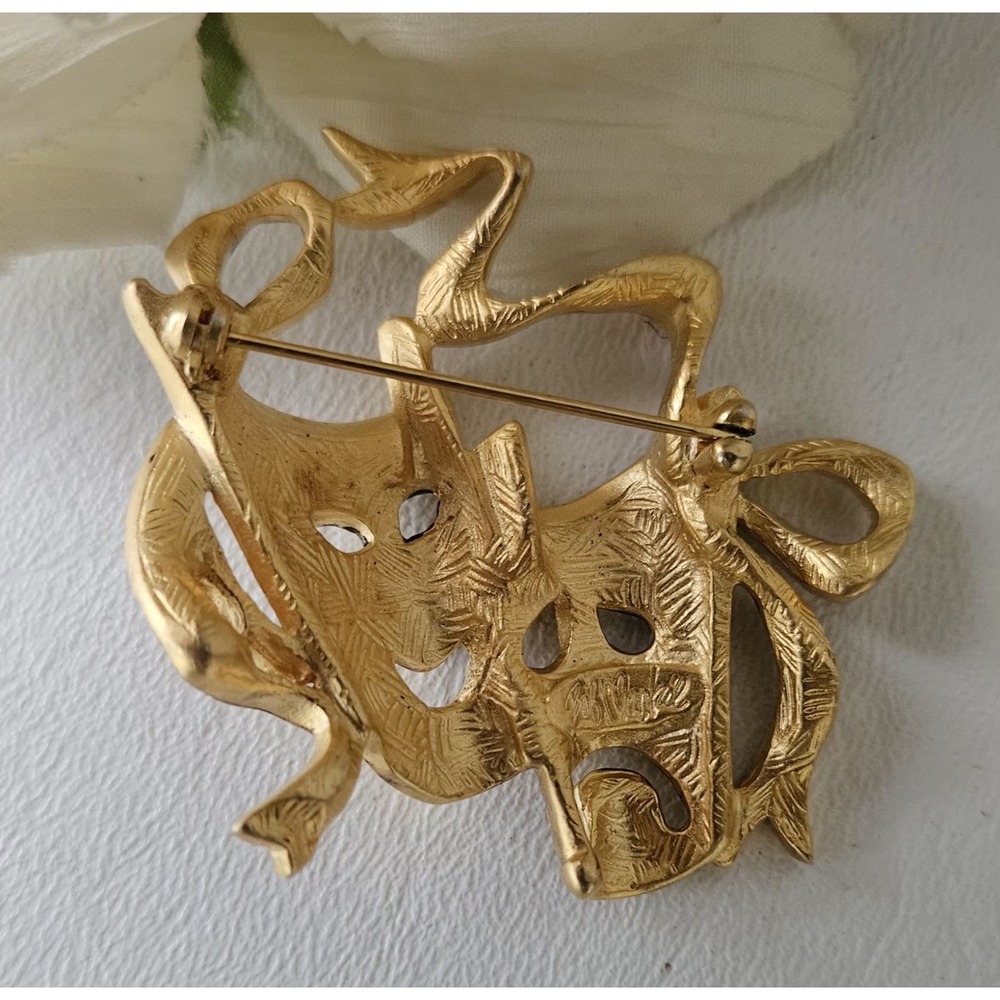 Rare Vintage Bob Mackie Comedy Tragedy Mask Brooch - Picture 5 of 7